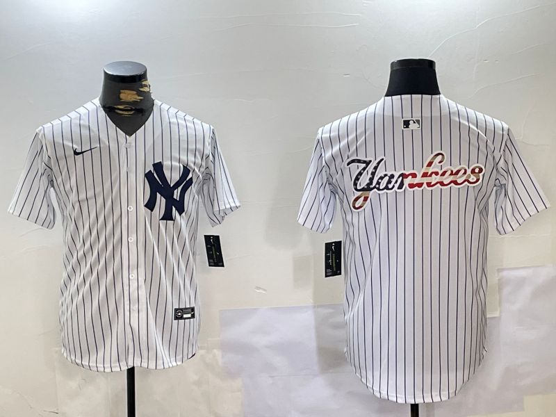 Men New York Yankees Blank White stripe Game 2024 Nike MLB Jersey style 102723